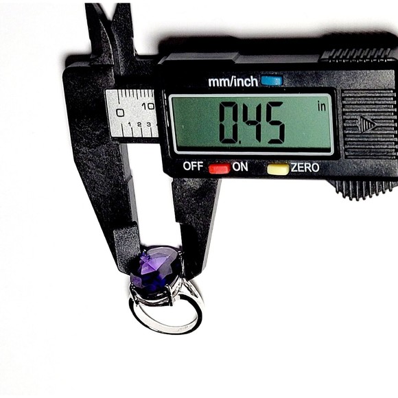 925K Sterling Silver Large Faceted Amethyst Prong Set Ring Womens Sz 6.75 NWOT - Picture 11 of 16